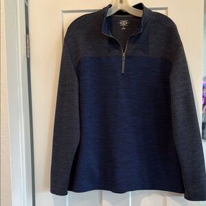 Men's Blue & Gray Quarter-Zip Sweater